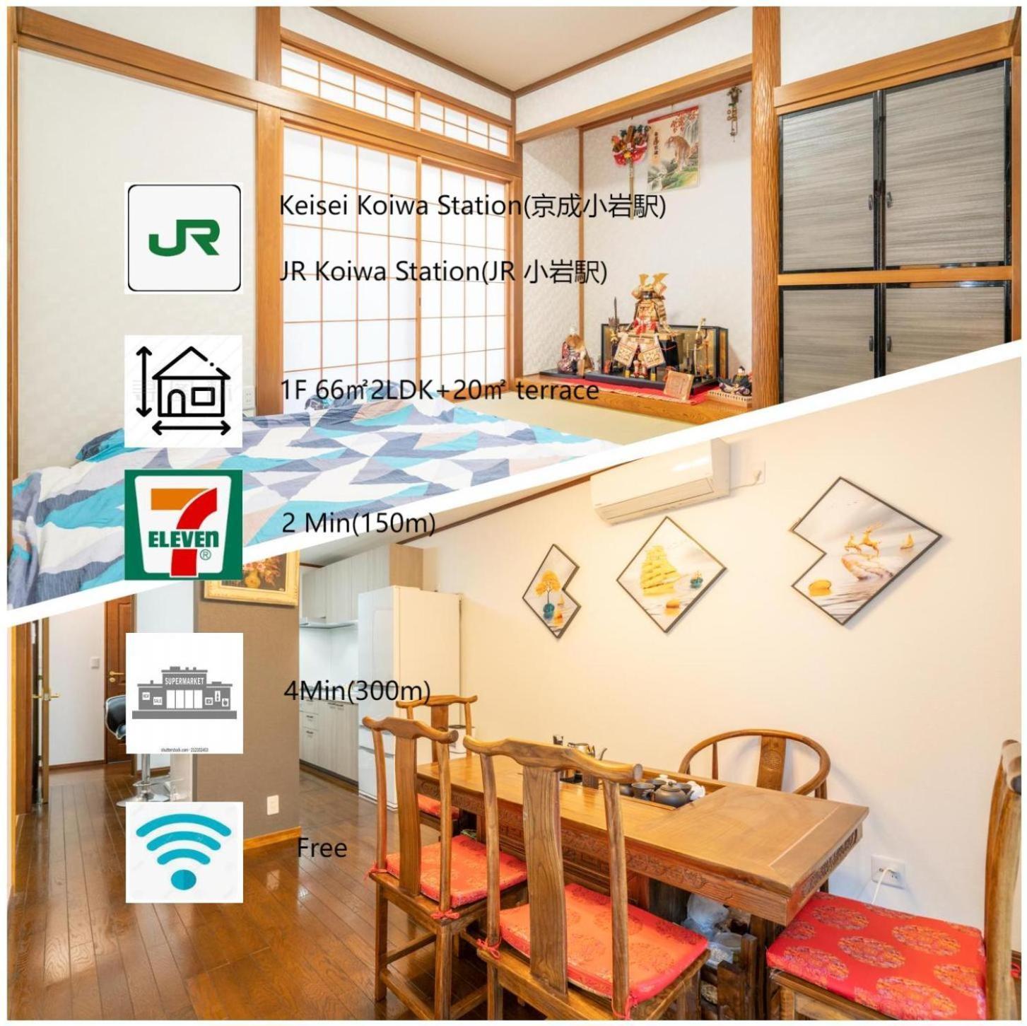 Jr 66Sqm 1F Family Suite 2Ldk Jr Koiwa-Keisei Koiwa-Asakusa-Oshiage-Shinjuku-Ueno Tóquio Exterior foto